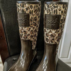 Coach Animal Print Rain Boots   Size 8B  A7513